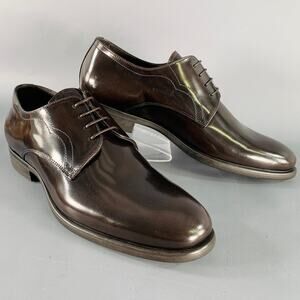 ARMANI COLLEZIONI Size 7.5 Brown Leather Derby Lace-Up Shoes